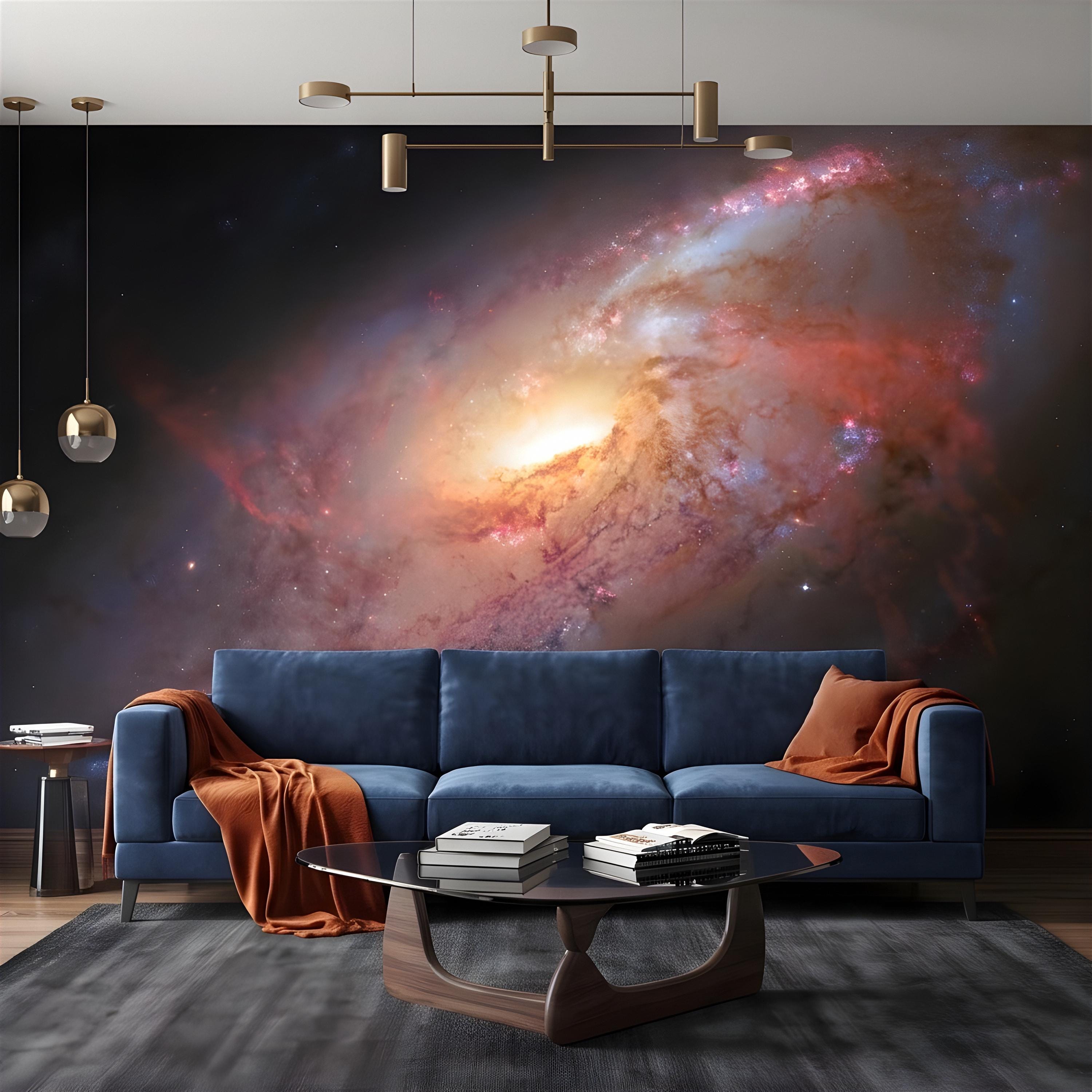 Spiral Galaxy Peel and Stick Wall Mural, Deep Space Nebula, Cosmic Universe Stars Celestial Astronomy Wallpaper
