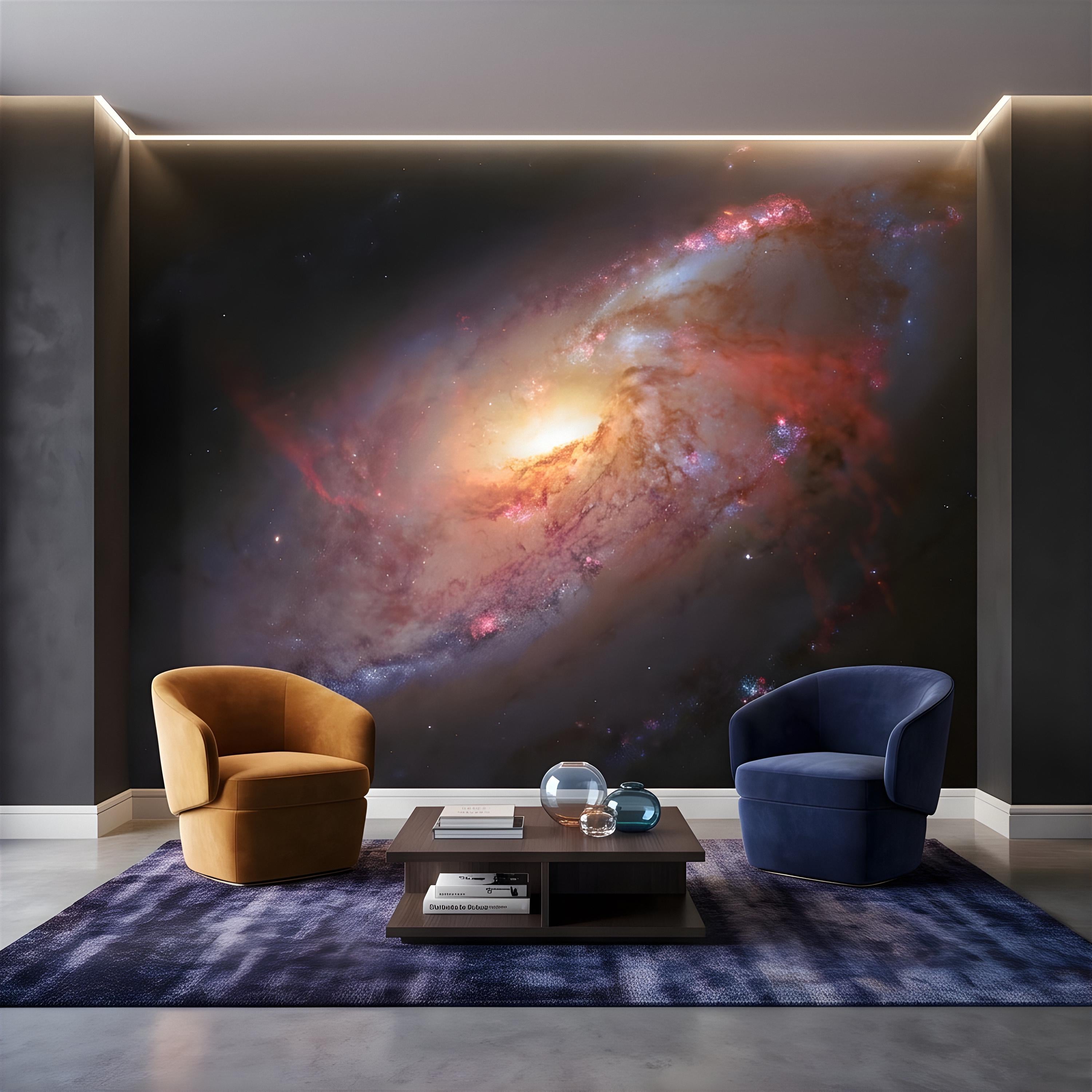 Spiral Galaxy Peel and Stick Wall Mural, Deep Space Nebula, Cosmic Universe Stars Celestial Astronomy Wallpaper