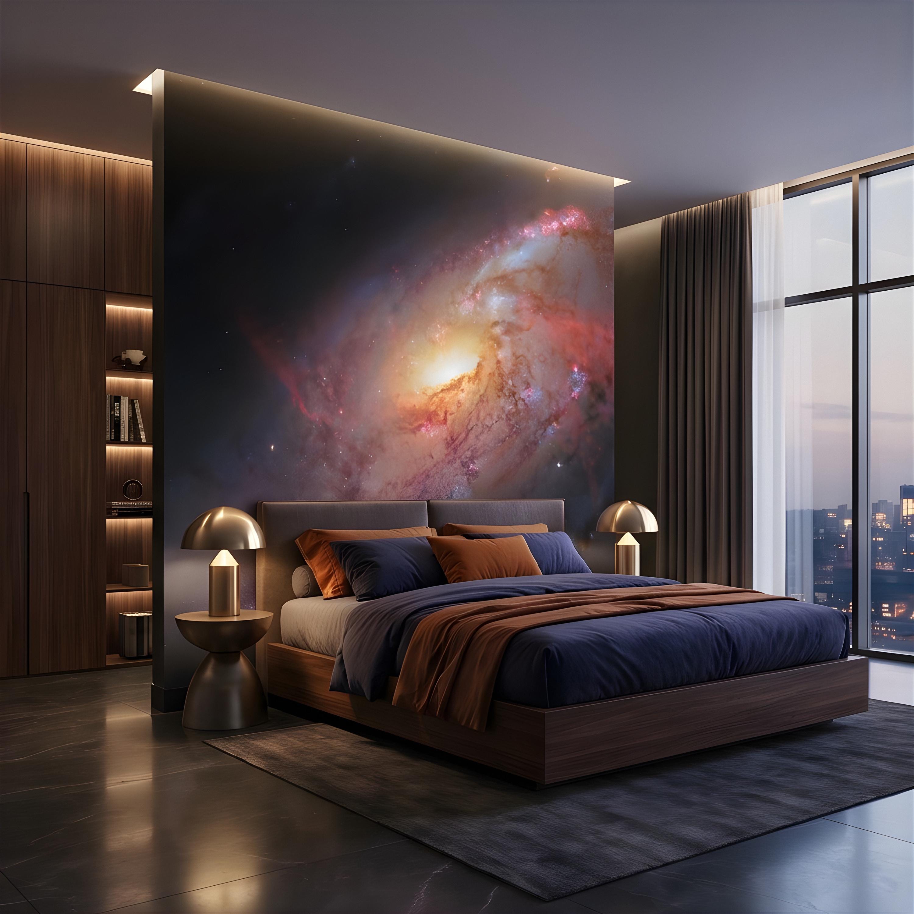 Spiral Galaxy Peel and Stick Wall Mural, Deep Space Nebula, Cosmic Universe Stars Celestial Astronomy Wallpaper