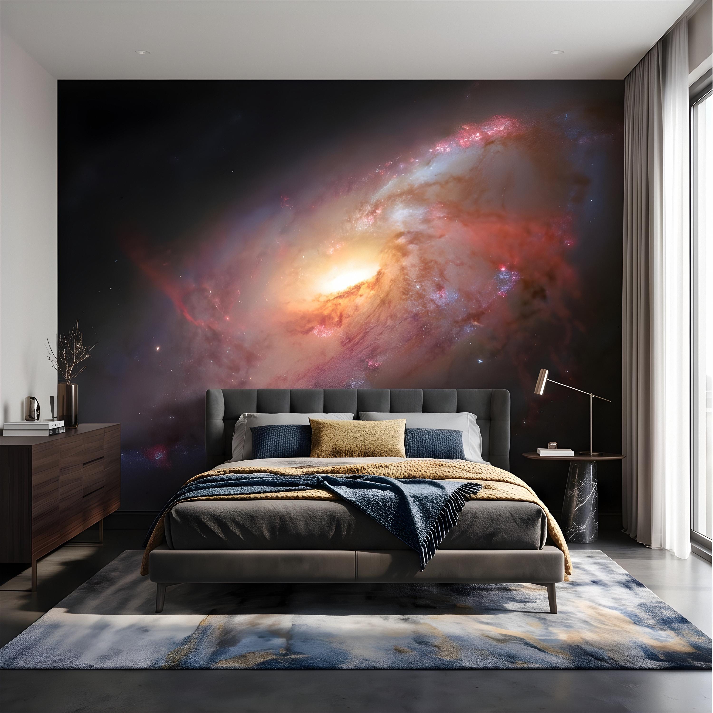 Spiral Galaxy Peel and Stick Wall Mural, Deep Space Nebula, Cosmic Universe Stars Celestial Astronomy Wallpaper