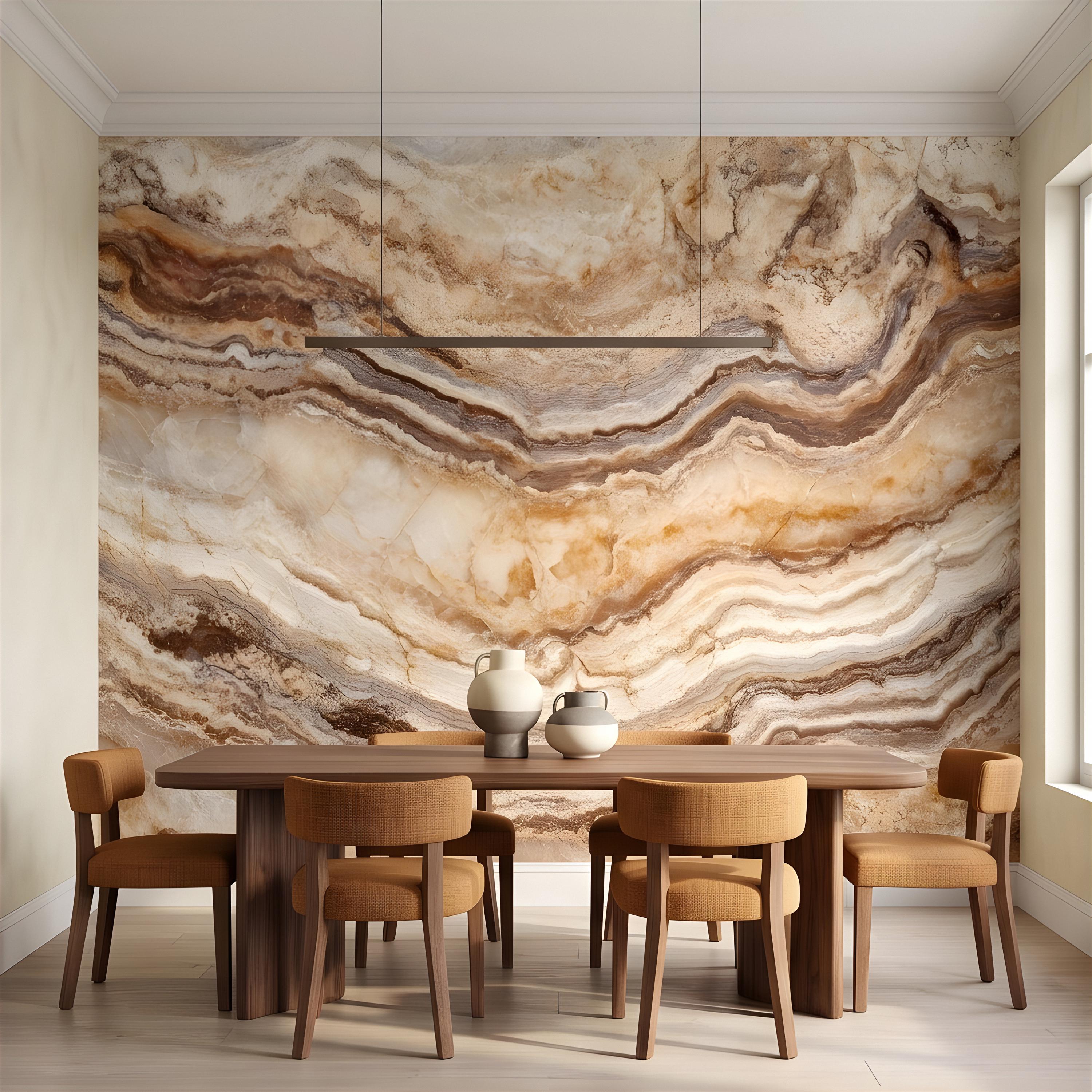 Onyx Marble Peel and Stick Wall Mural, Natural Stone Veining, Luxury Beige Agate Texture Elegant Mineral Wallpaper