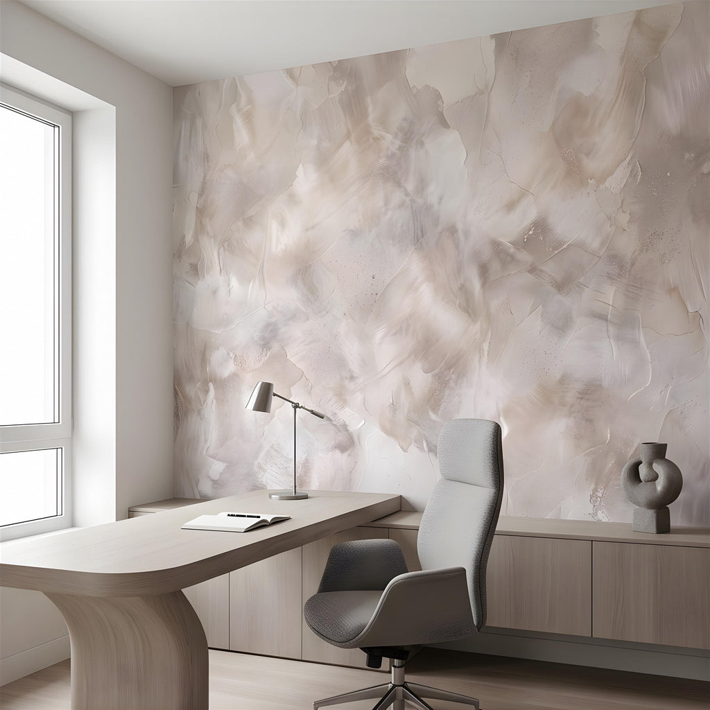 Lime Wash Peel and Stick Wall Mural, Roman Clay Plaster Texture, Soft Neutral Mineral Finish Luxury Textured Wallpaper
