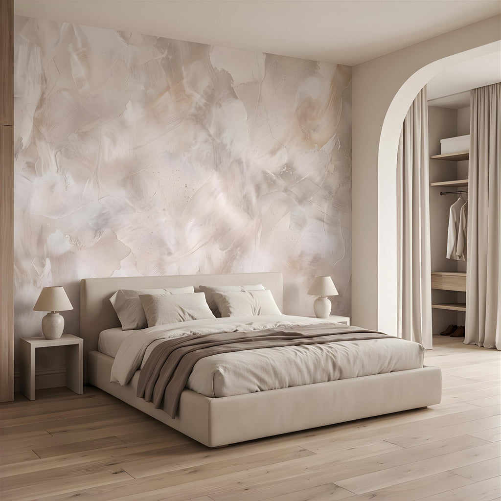 Lime Wash Peel and Stick Wall Mural, Roman Clay Plaster Texture, Soft Neutral Mineral Finish Luxury Textured Wallpaper