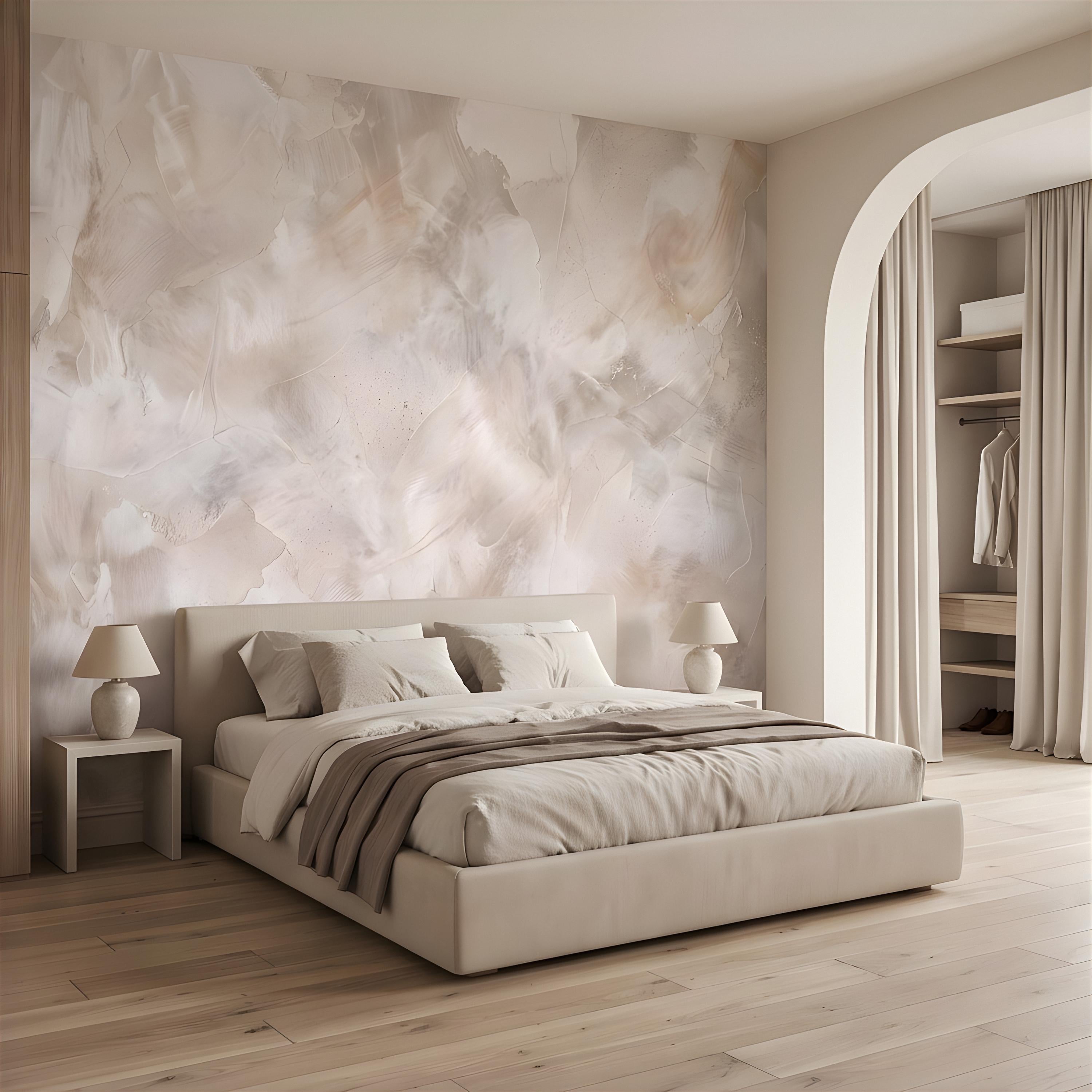 Lime Wash Peel and Stick Wall Mural, Roman Clay Plaster Texture, Soft Neutral Mineral Finish Luxury Textured Wallpaper