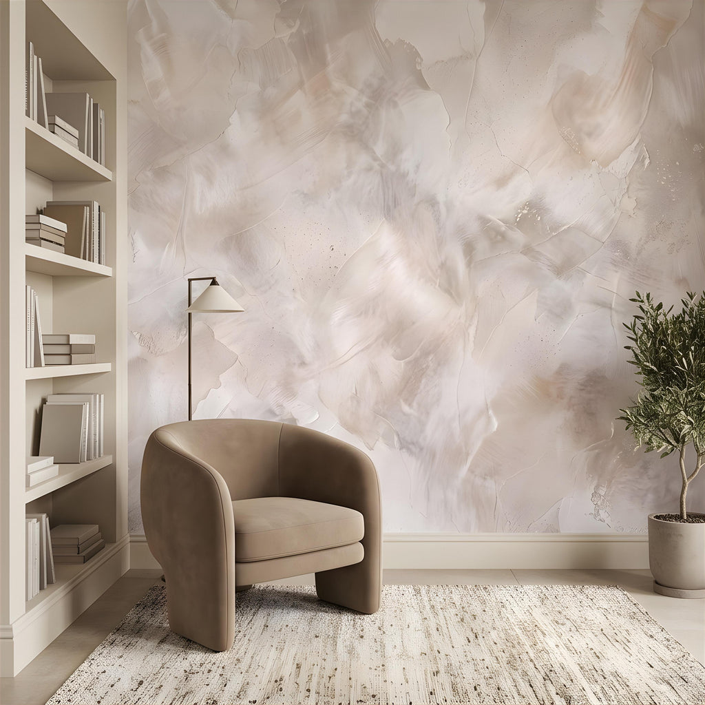 Lime Wash Peel and Stick Wall Mural, Roman Clay Plaster Texture, Soft Neutral Mineral Finish Luxury Textured Wallpaper