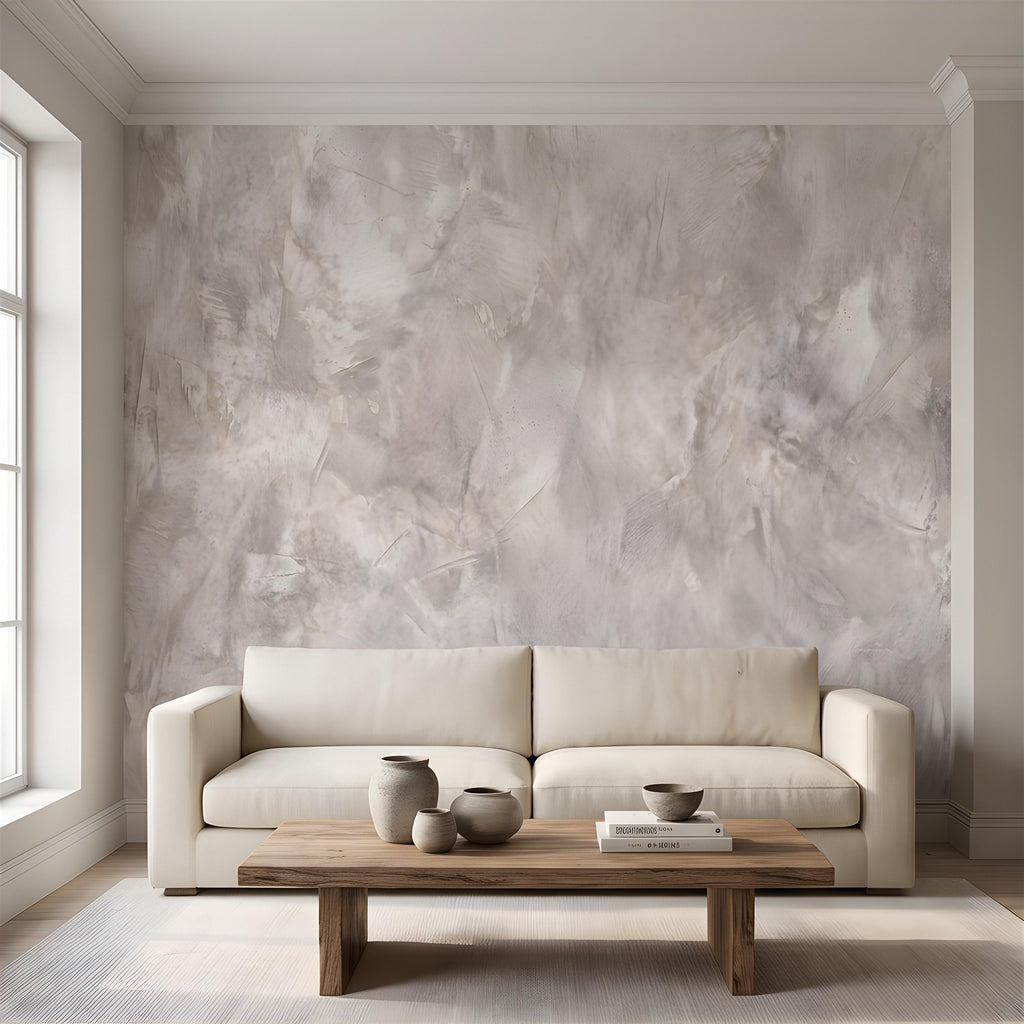 Concrete Microcement Peel and Stick Wall Mural, Raw Architectural Plaster Texture, Minimalist Cement Finish Contemporary Wallpaper