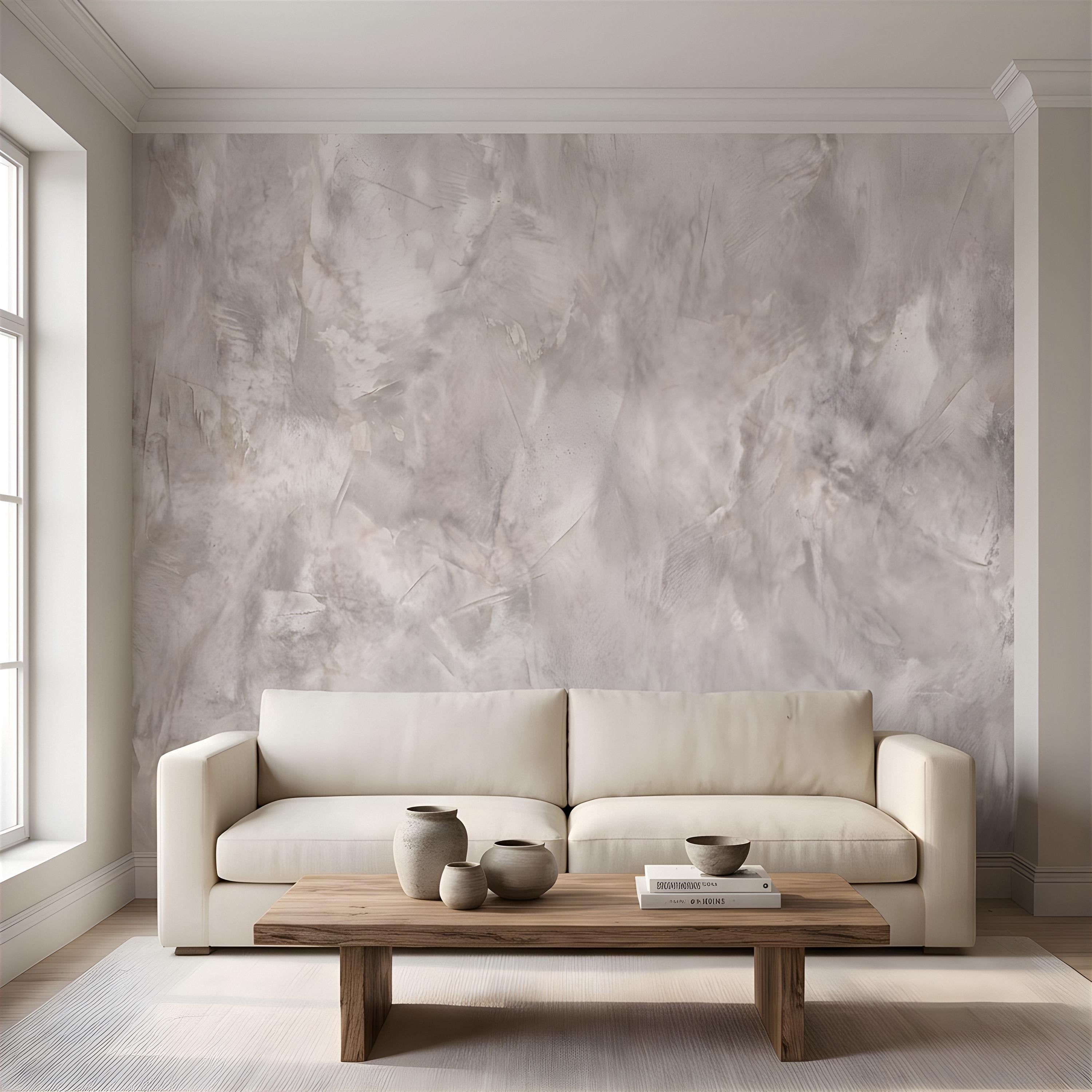 Concrete Microcement Peel and Stick Wall Mural, Raw Architectural Plaster Texture, Minimalist Cement Finish Contemporary Wallpaper