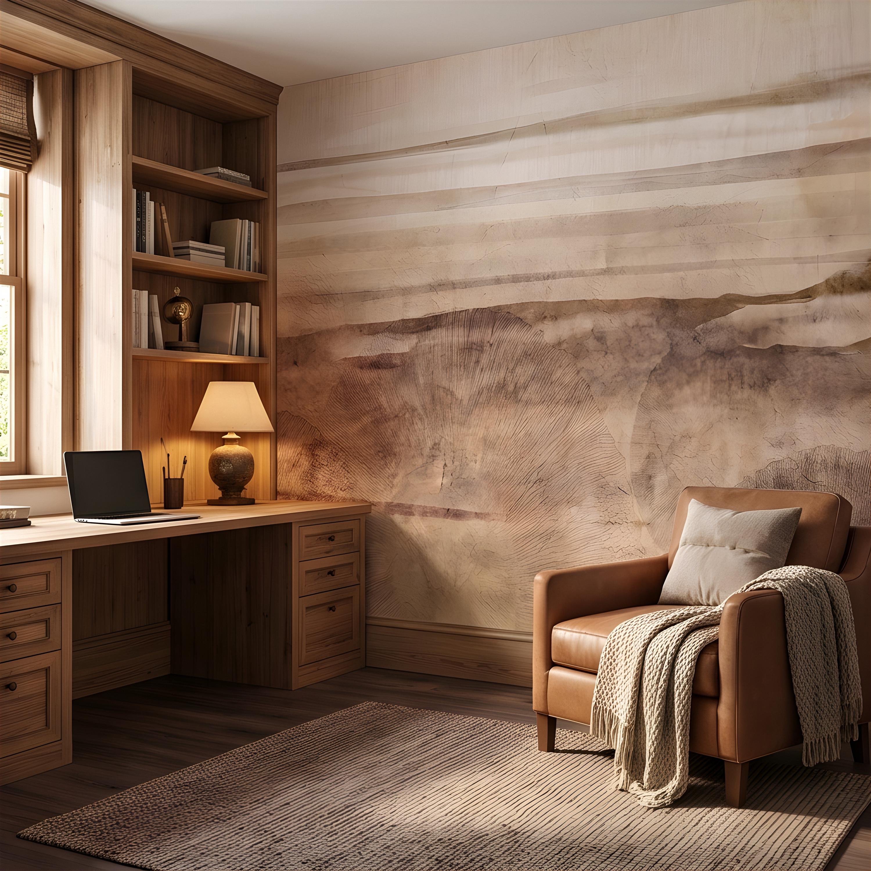 Petrified Wood Peel and Stick Wall Mural, Natural Fossil Grain Texture, Organic Earth Layer Pattern Rustic Mineral Wallpaper