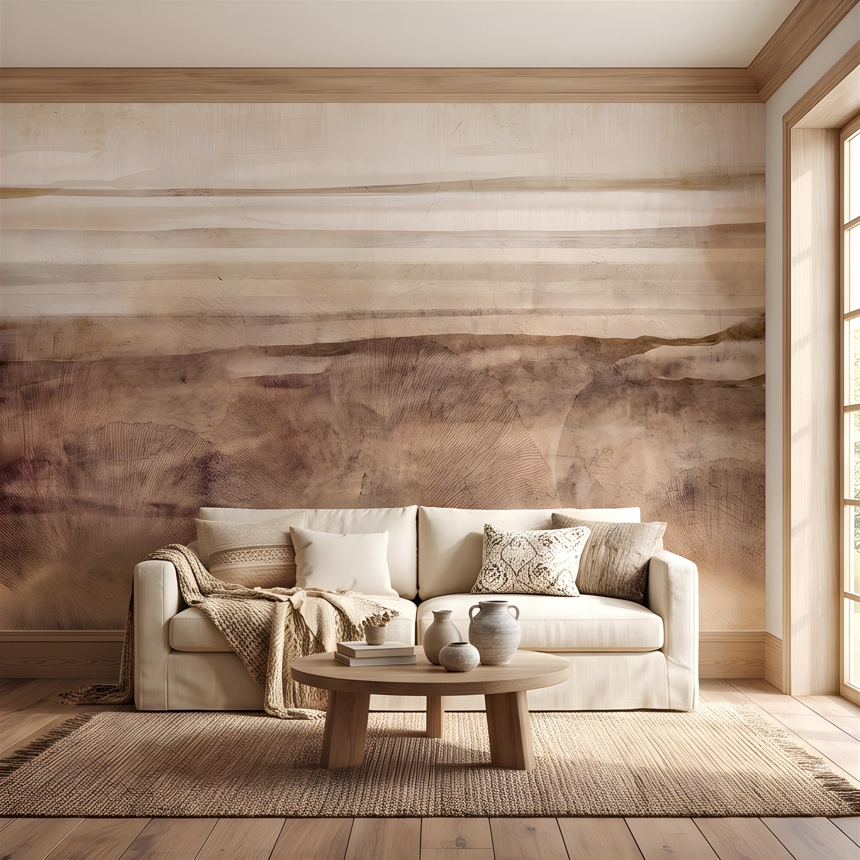 Petrified Wood Peel and Stick Wall Mural, Natural Fossil Grain Texture, Organic Earth Layer Pattern Rustic Mineral Wallpaper