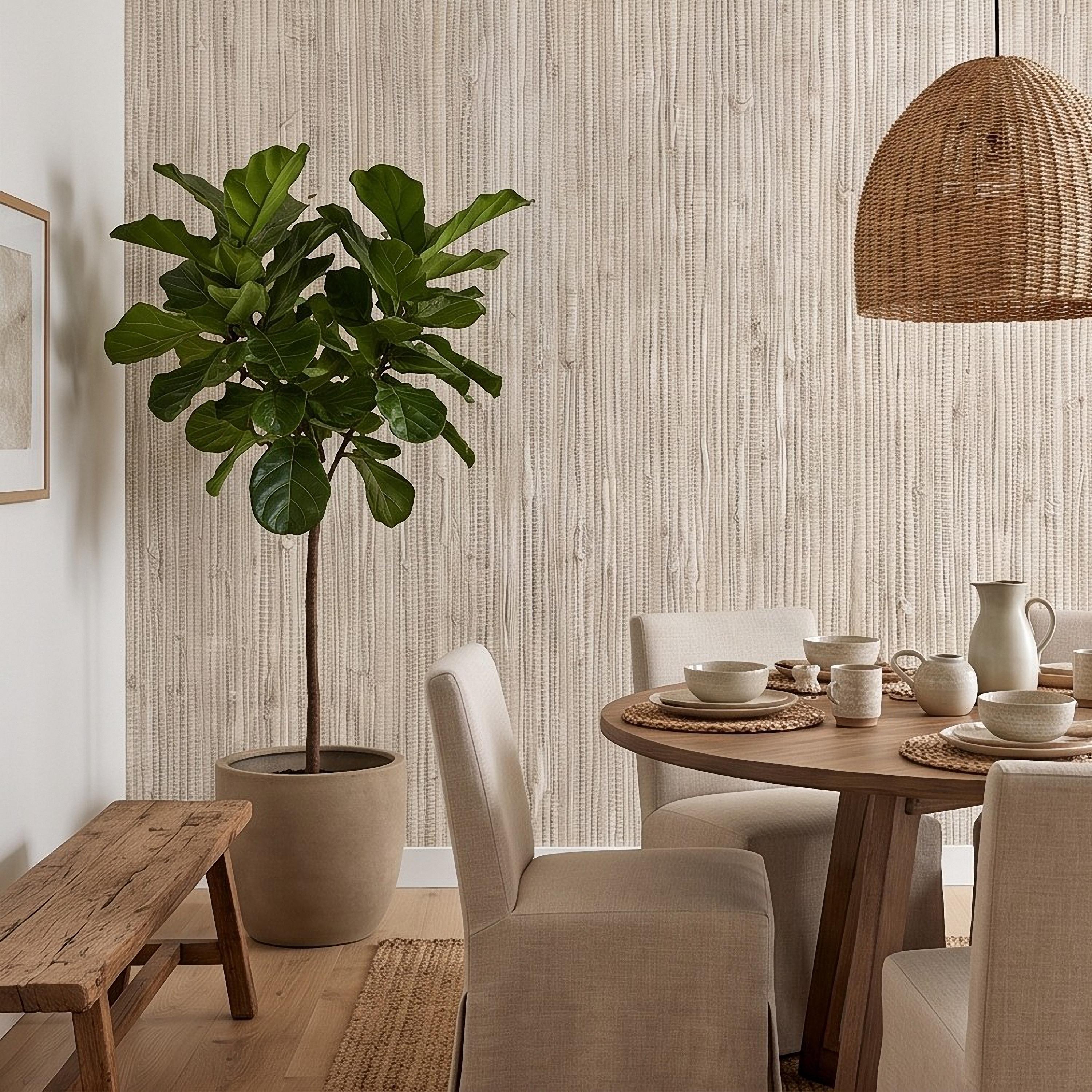 Grasscloth Peel and Stick Wall Mural, Natural Sisal Woven Texture, Neutral Linen Fiber Effect Luxury Organic Wallpaper