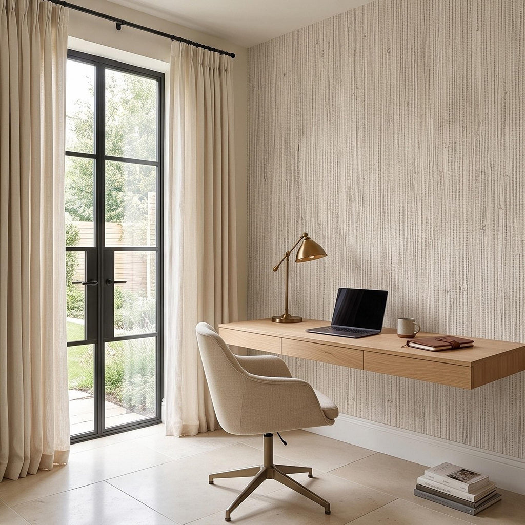 Grasscloth Peel and Stick Wall Mural, Natural Sisal Woven Texture, Neutral Linen Fiber Effect Luxury Organic Wallpaper