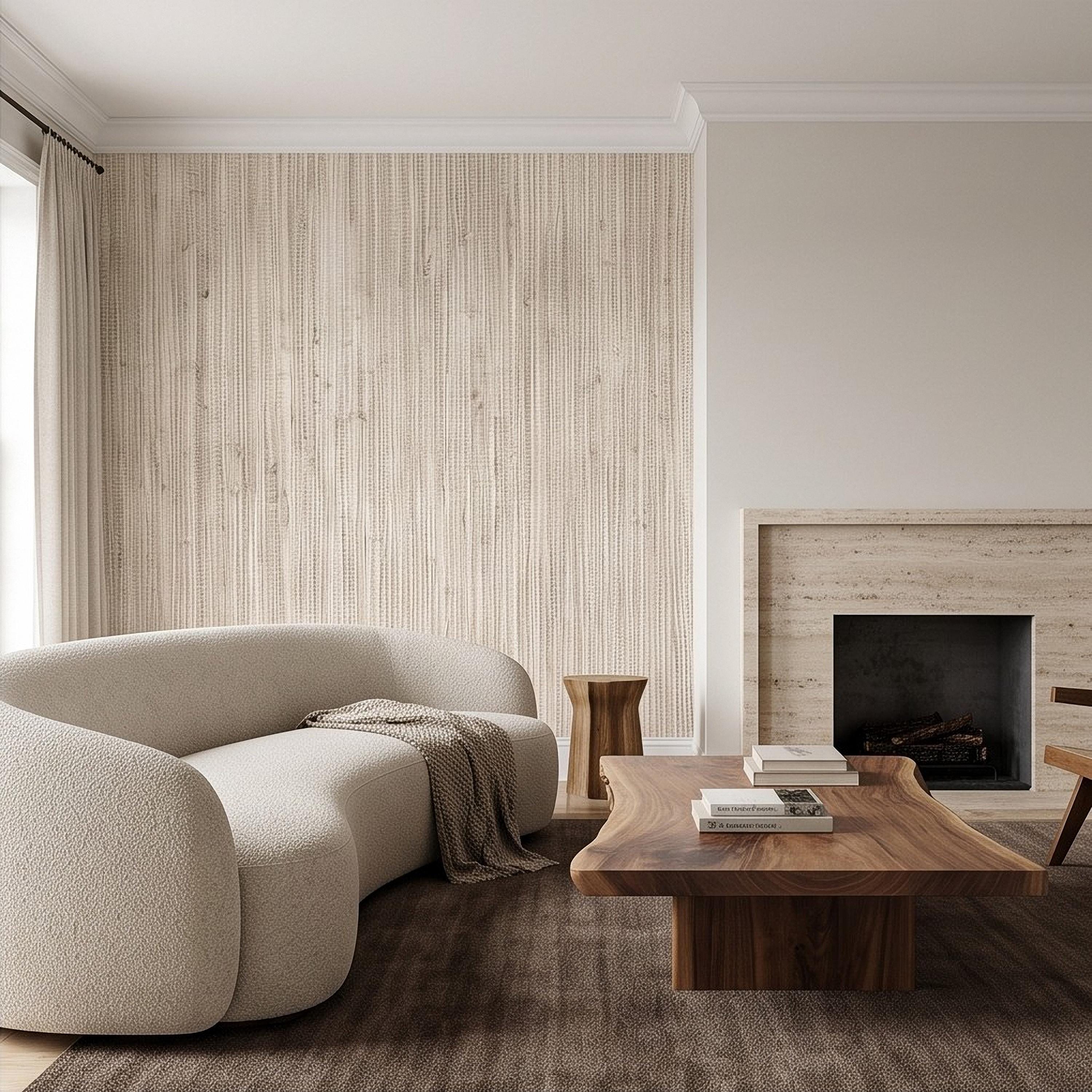 Grasscloth Peel and Stick Wall Mural, Natural Sisal Woven Texture, Neutral Linen Fiber Effect Luxury Organic Wallpaper
