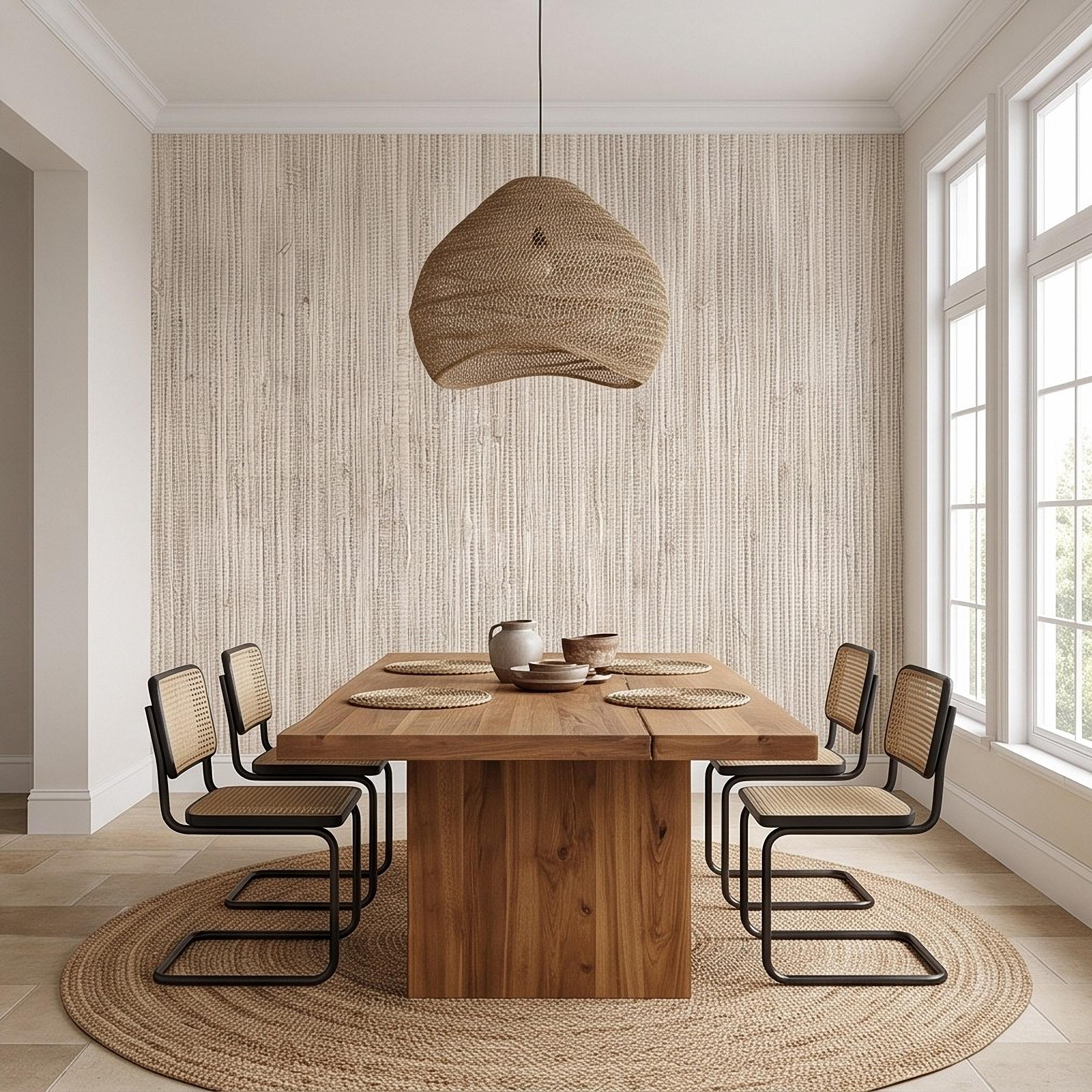 Grasscloth Peel and Stick Wall Mural, Natural Sisal Woven Texture, Neutral Linen Fiber Effect Luxury Organic Wallpaper