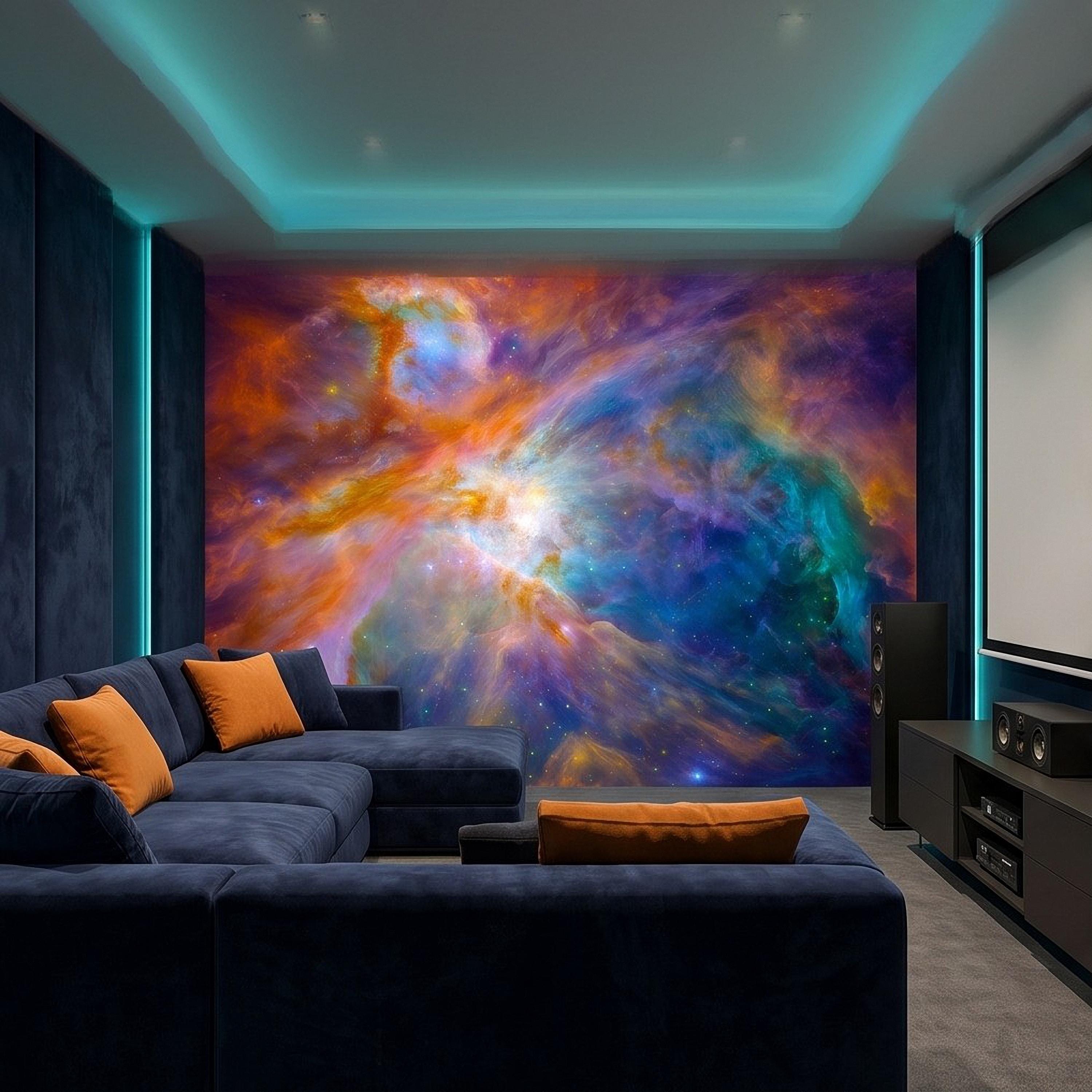 Cosmic Nebula Peel and Stick Wall Mural, Deep Space Galaxy Cloud Colorful Stellar Universe Celestial Night Sky Wallpaper