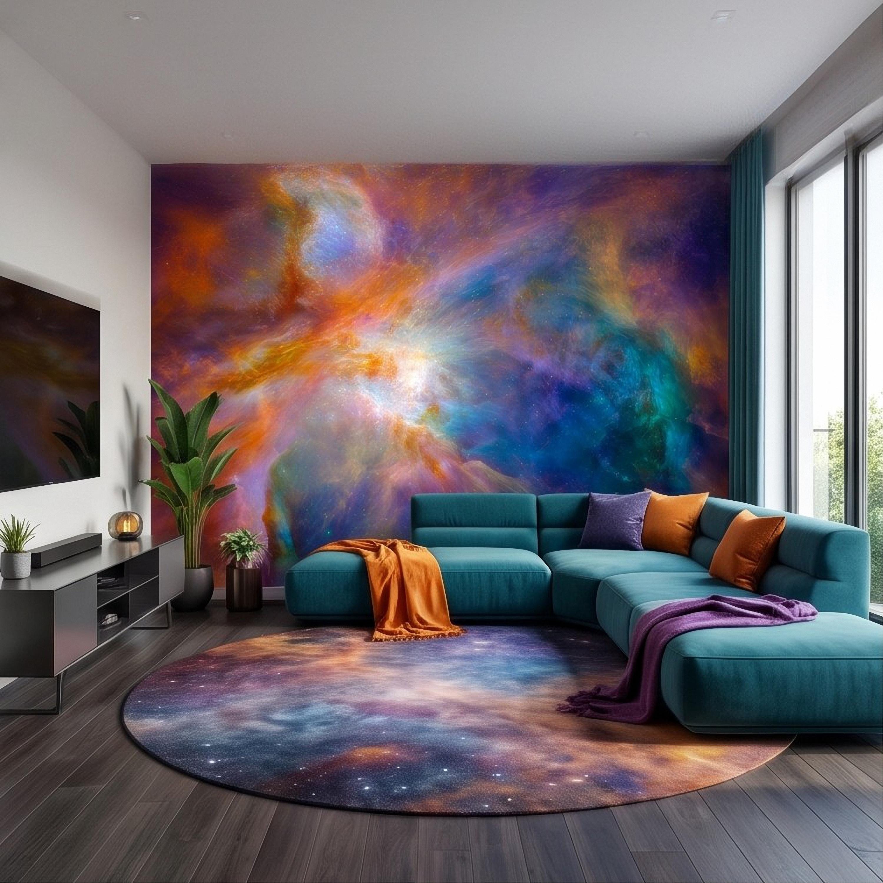 Cosmic Nebula Peel and Stick Wall Mural, Deep Space Galaxy Cloud Colorful Stellar Universe Celestial Night Sky Wallpaper