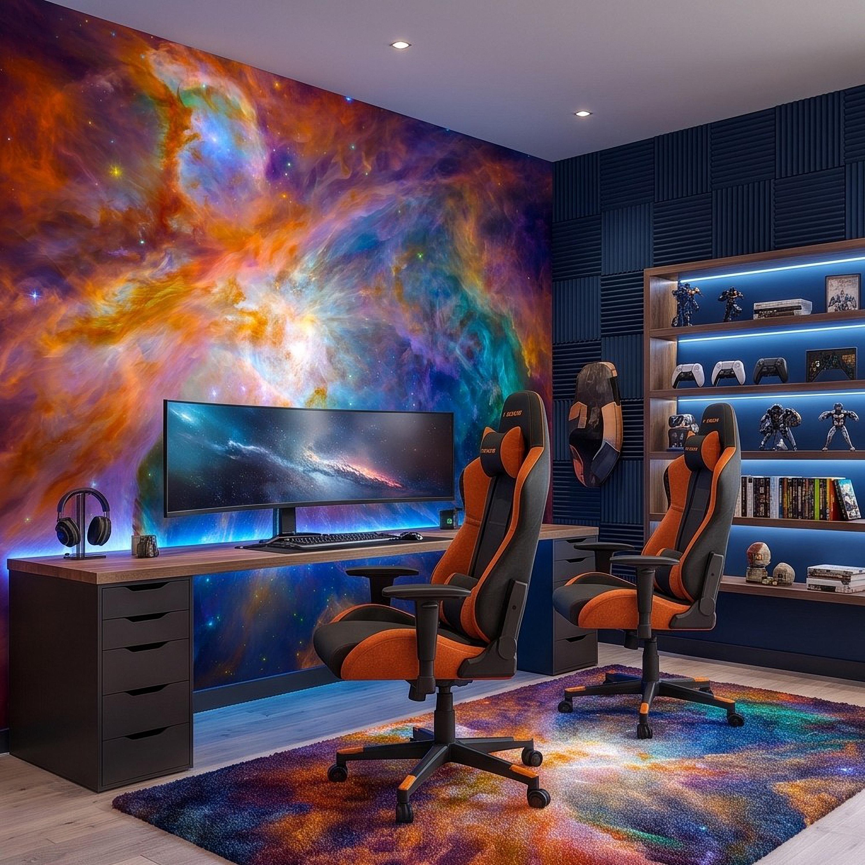 Cosmic Nebula Peel and Stick Wall Mural, Deep Space Galaxy Cloud Colorful Stellar Universe Celestial Night Sky Wallpaper