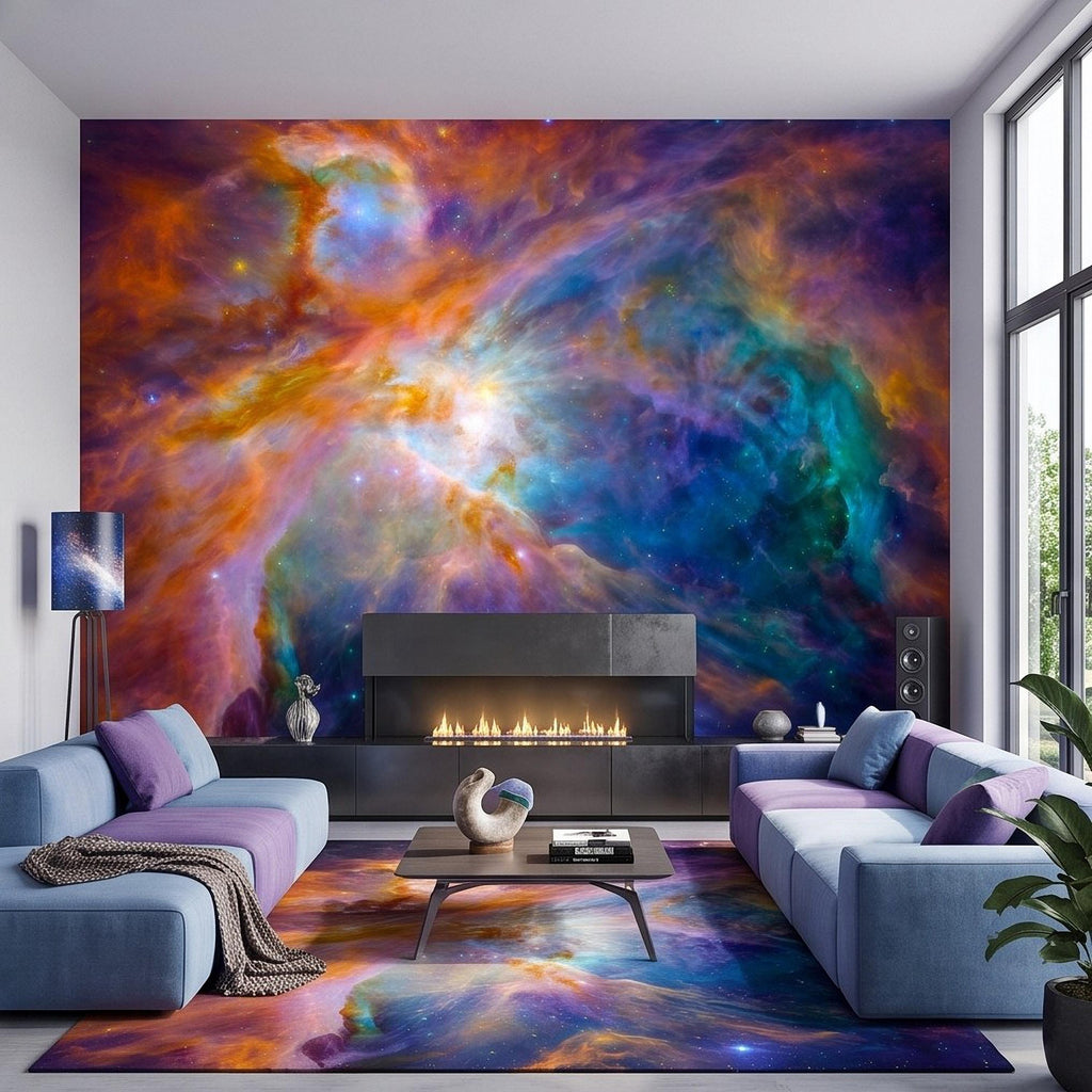 Cosmic Nebula Peel and Stick Wall Mural, Deep Space Galaxy Cloud Colorful Stellar Universe Celestial Night Sky Wallpaper