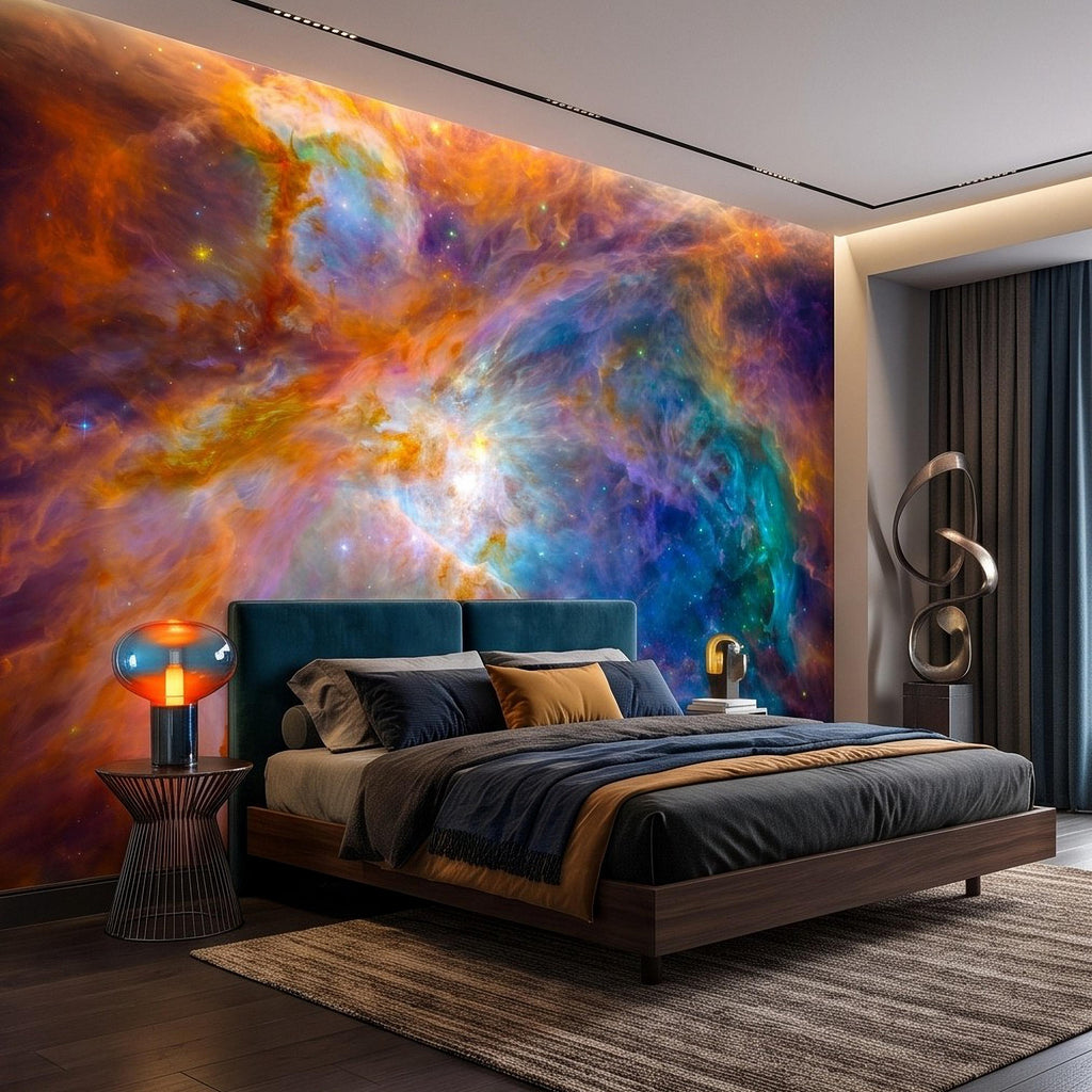 Cosmic Nebula Peel and Stick Wall Mural, Deep Space Galaxy Cloud Colorful Stellar Universe Celestial Night Sky Wallpaper