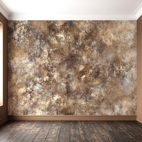 Abstract Plaster Texture Peel and Stick Wall Mural, Distressed Brown Beige Patina Weathered Concrete Effect Rustic Vintage Art Wallpaper - The Fine Art Murals
